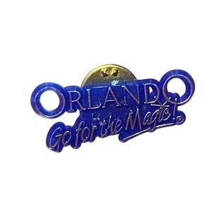Vintage Orlando Go for the Magic Blue Gold Souvenir Lapel Pin Florida Travel